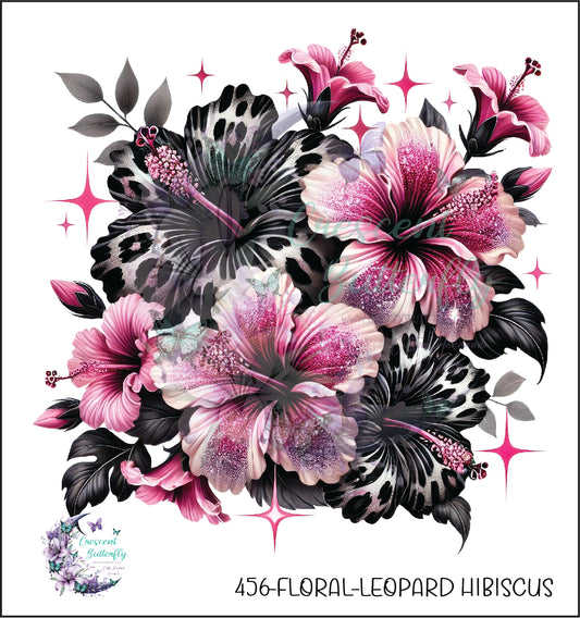 456-Floral-Leopard Hibiscus UV DTF Decal