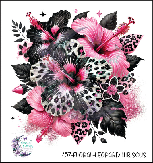 457-Floral-Leopard Hibiscus UV DTF Decal