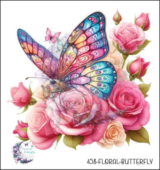458-Floral-Butterfly UV DTF Decal