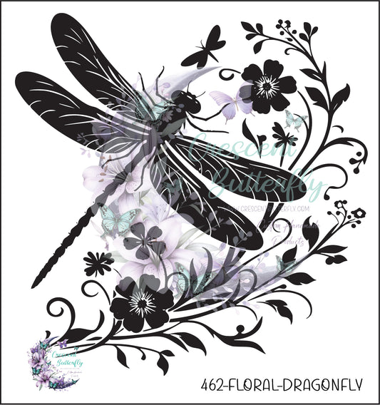 462-Floral-Dragonfly UV DTF Decal