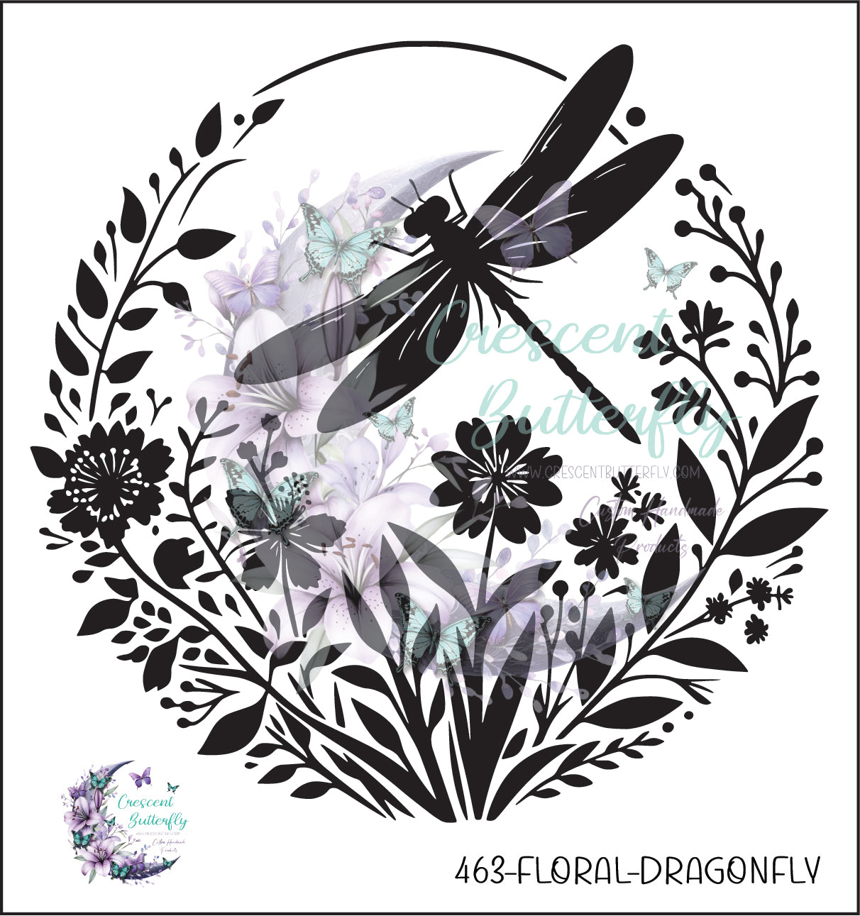 463-Floral-Dragonfly UV DTF Decal