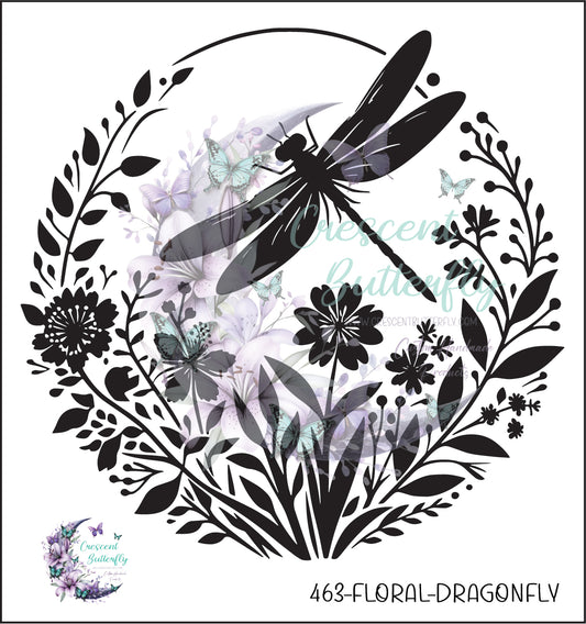 463-Floral-Dragonfly UV DTF Decal