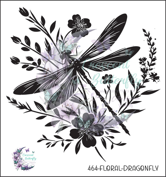 464-Floral-Dragonfly UV DTF Decal