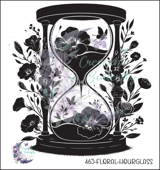 465-Floral-Hourglass UV DTF Decal