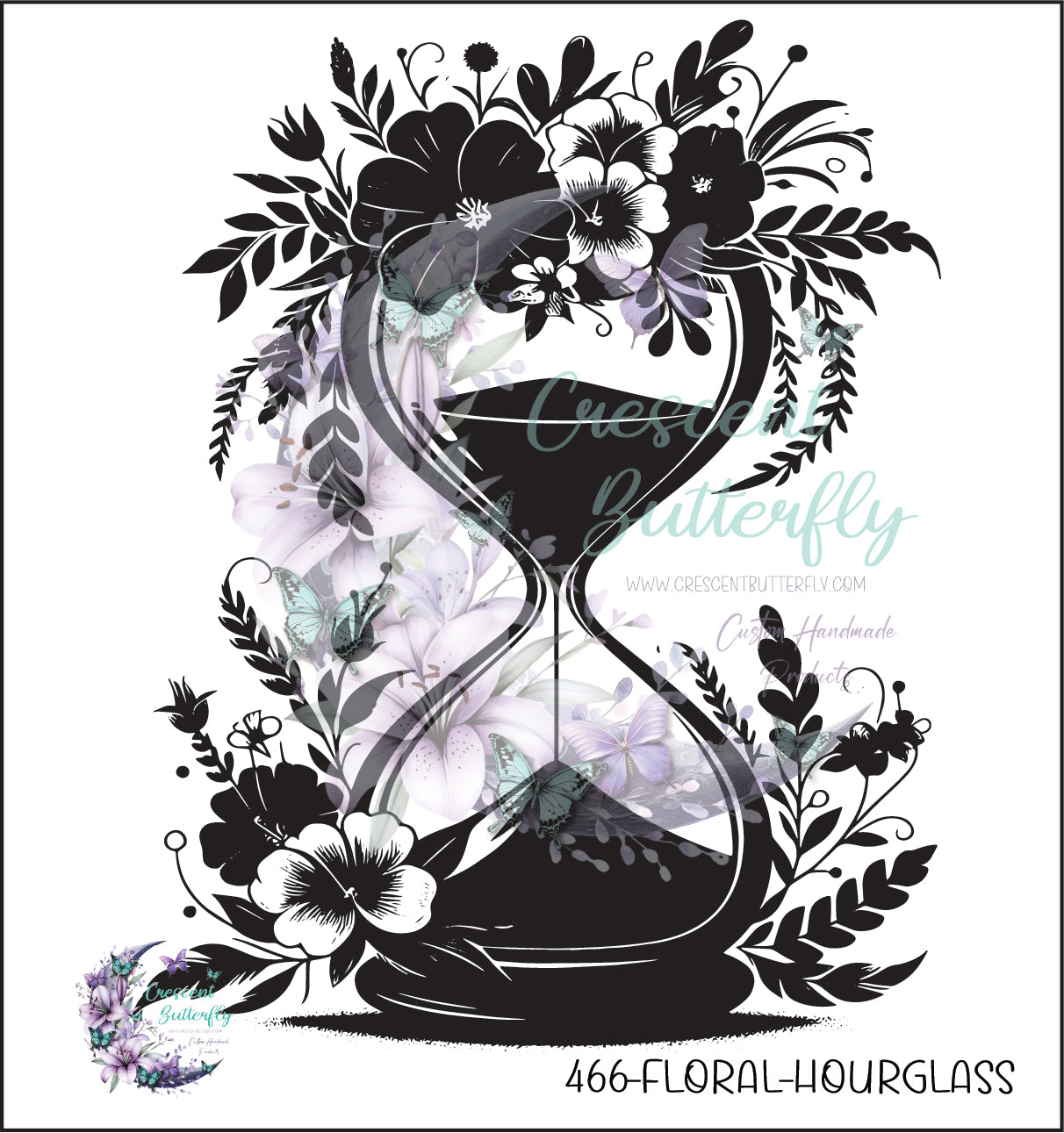 466-Floral-Hourglass UV DTF Decal