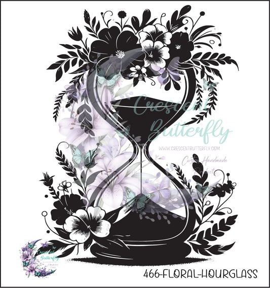 466-Floral-Hourglass UV DTF Decal