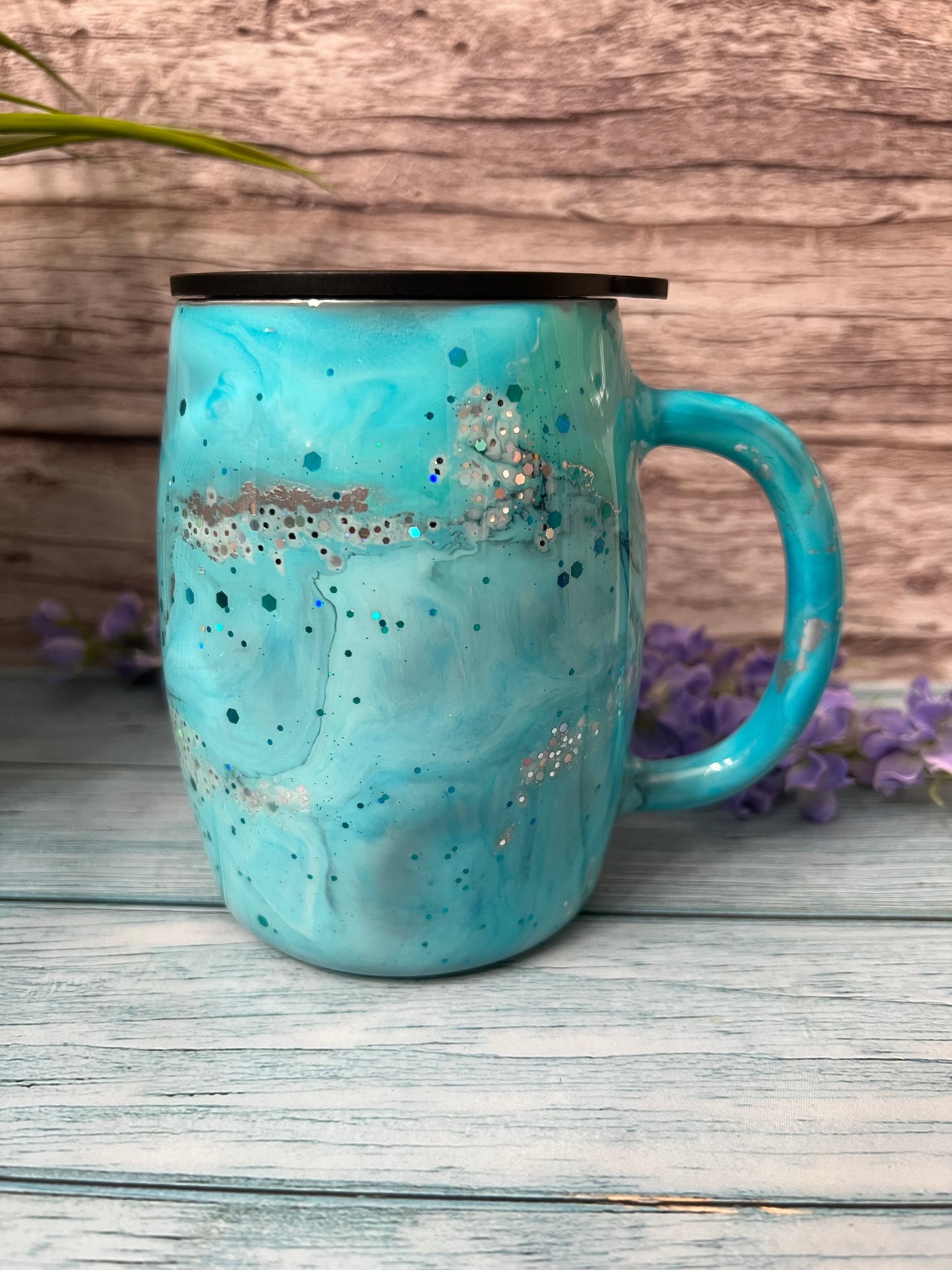 Ocean Sparkle Handmade Custom Epoxy Tumbler