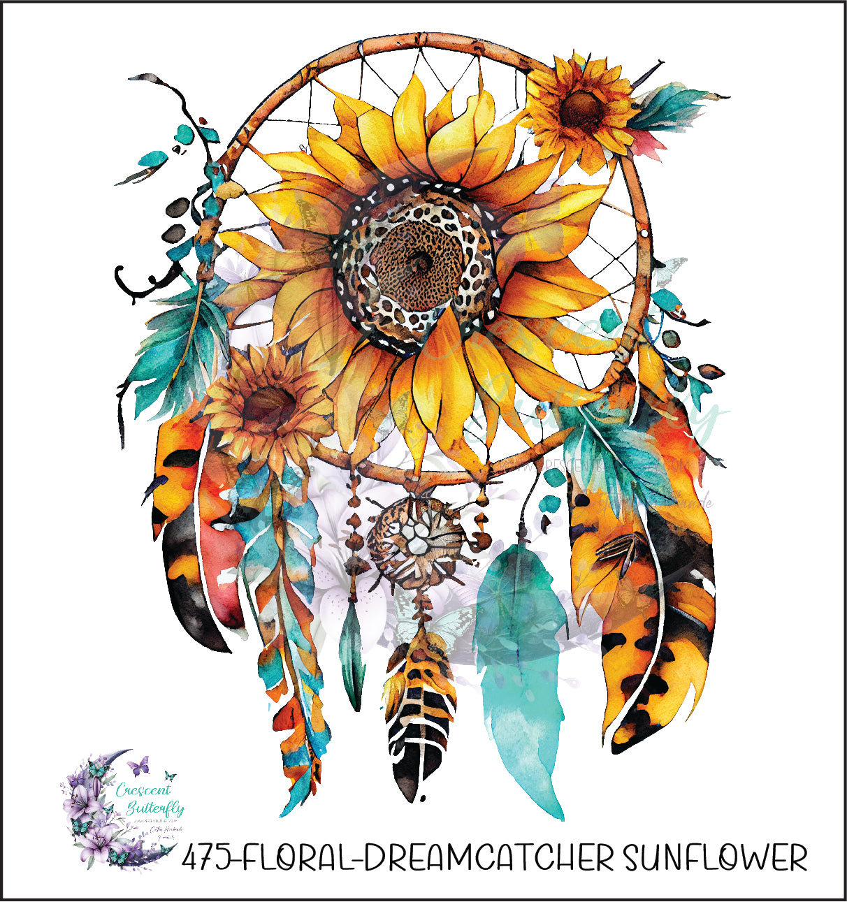475-Floral-Dreamcatcher Sunflower UV DTF Decal