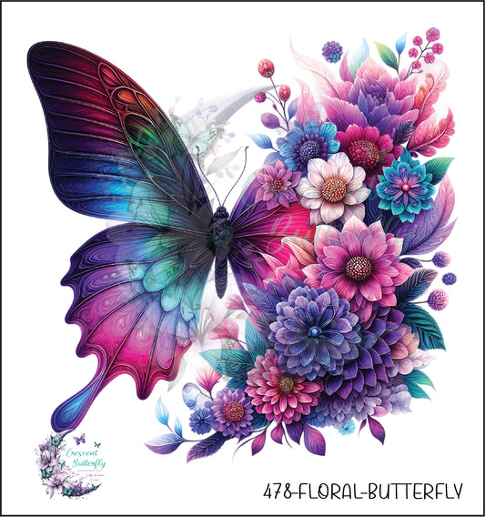 478-Floral-Butterfly UV DTF Decal