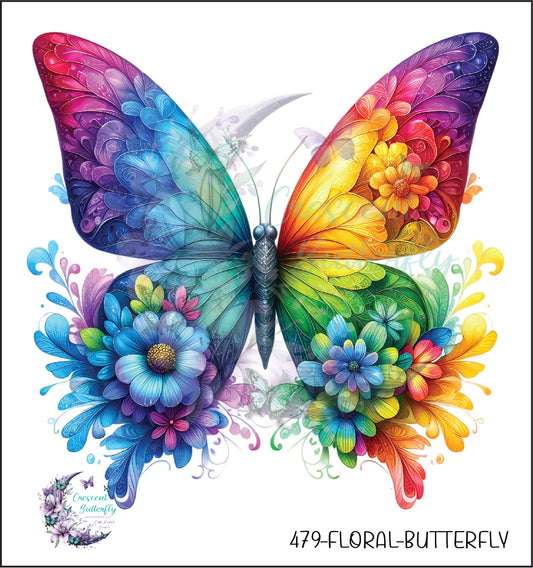 479-Floral-Butterfly UV DTF Decal