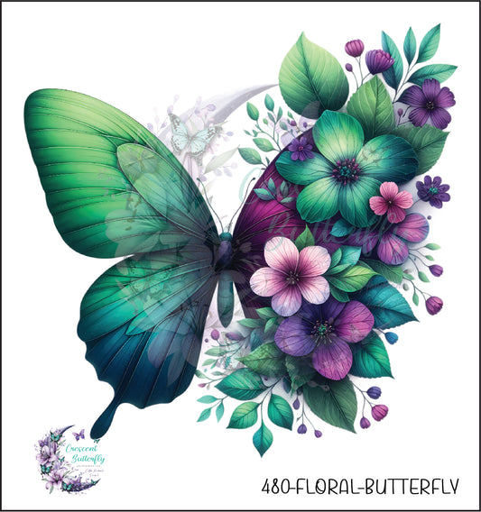 480-Floral-Butterfly UV DTF Decal