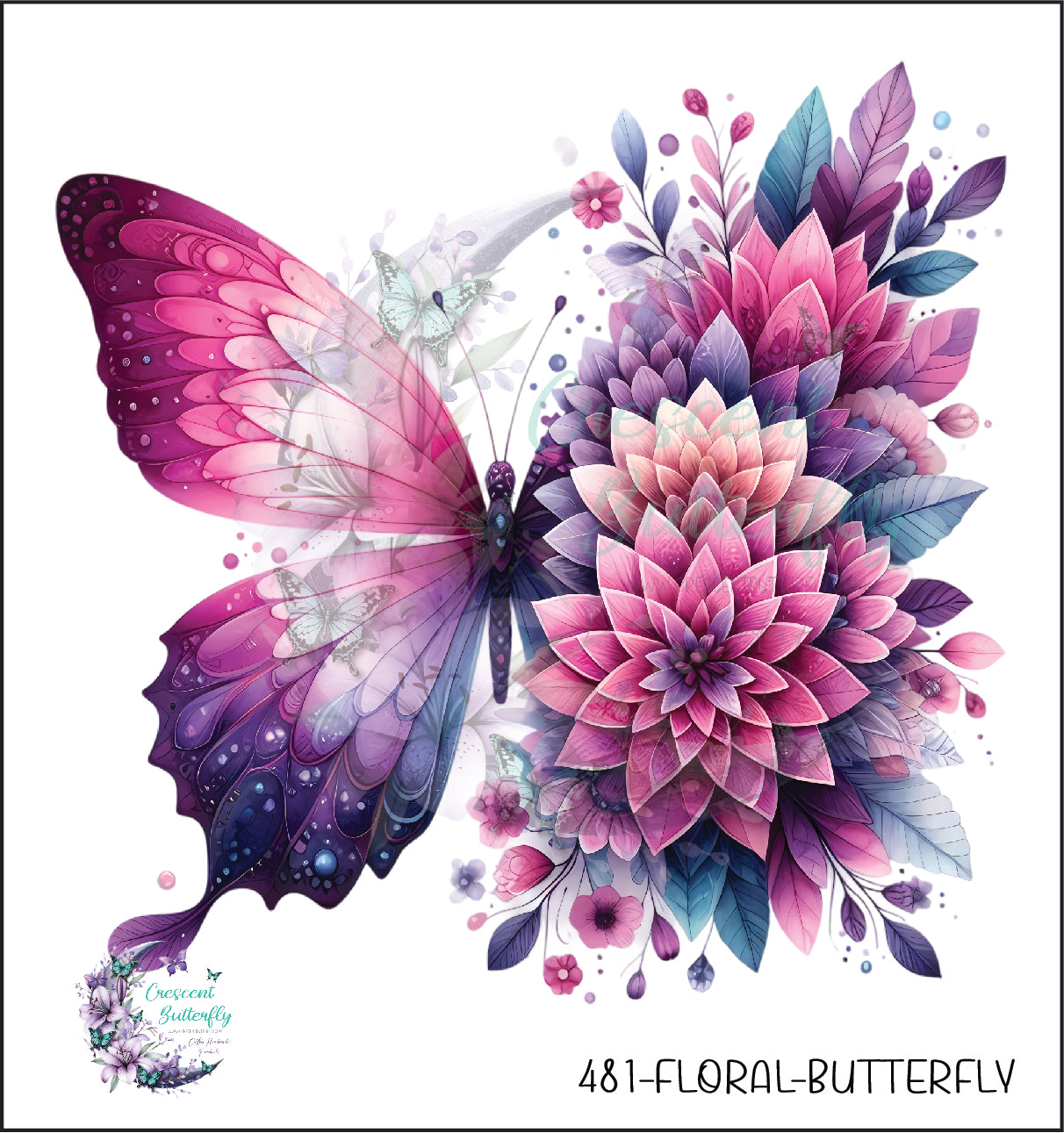 481-Floral-Butterfly UV DTF Decal