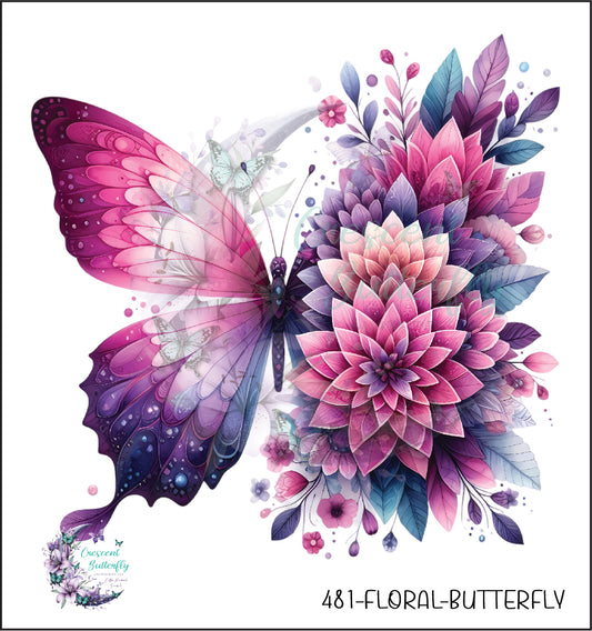 481-Floral-Butterfly UV DTF Decal