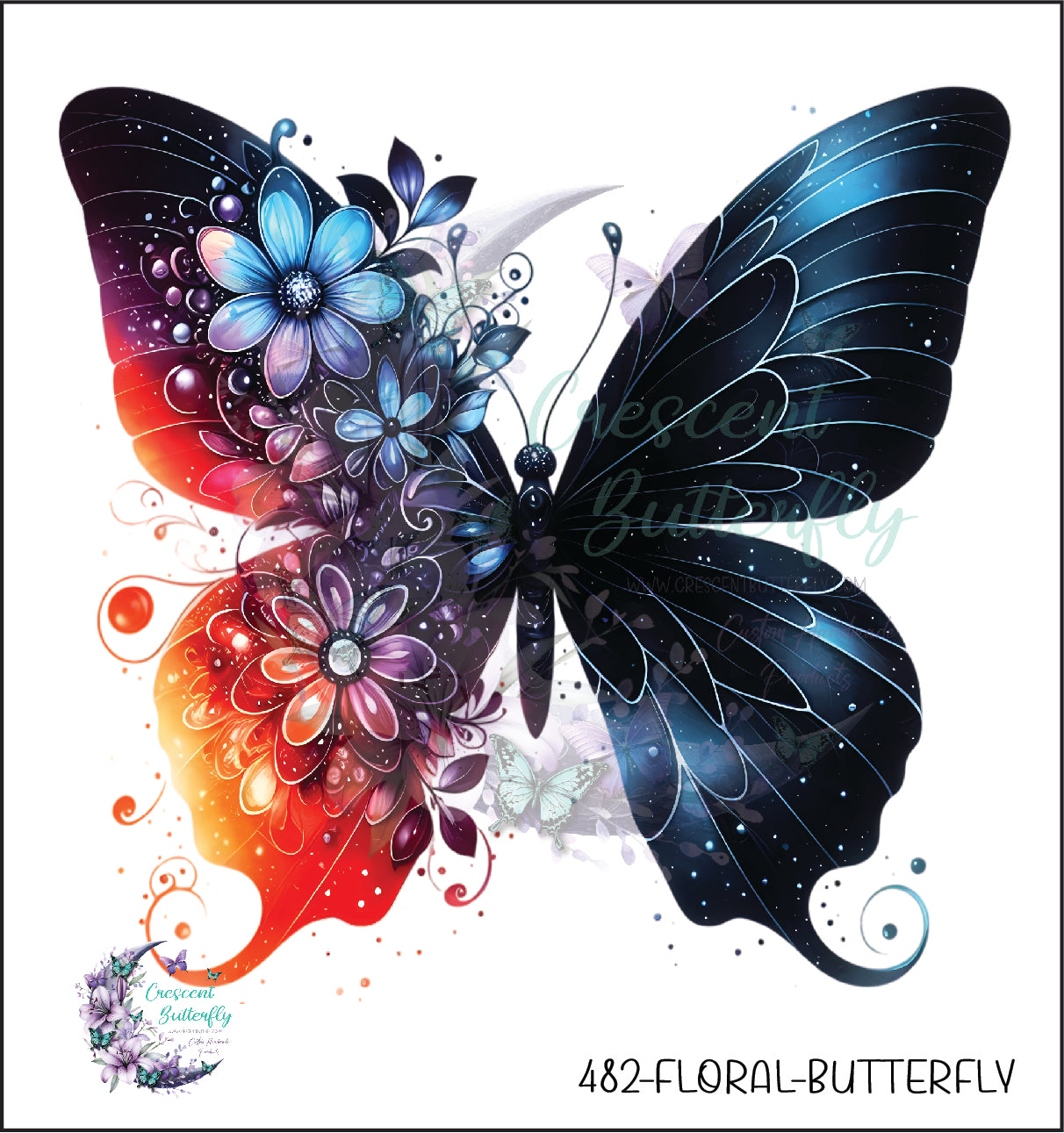 482-Floral-Butterfly UV DTF Decal