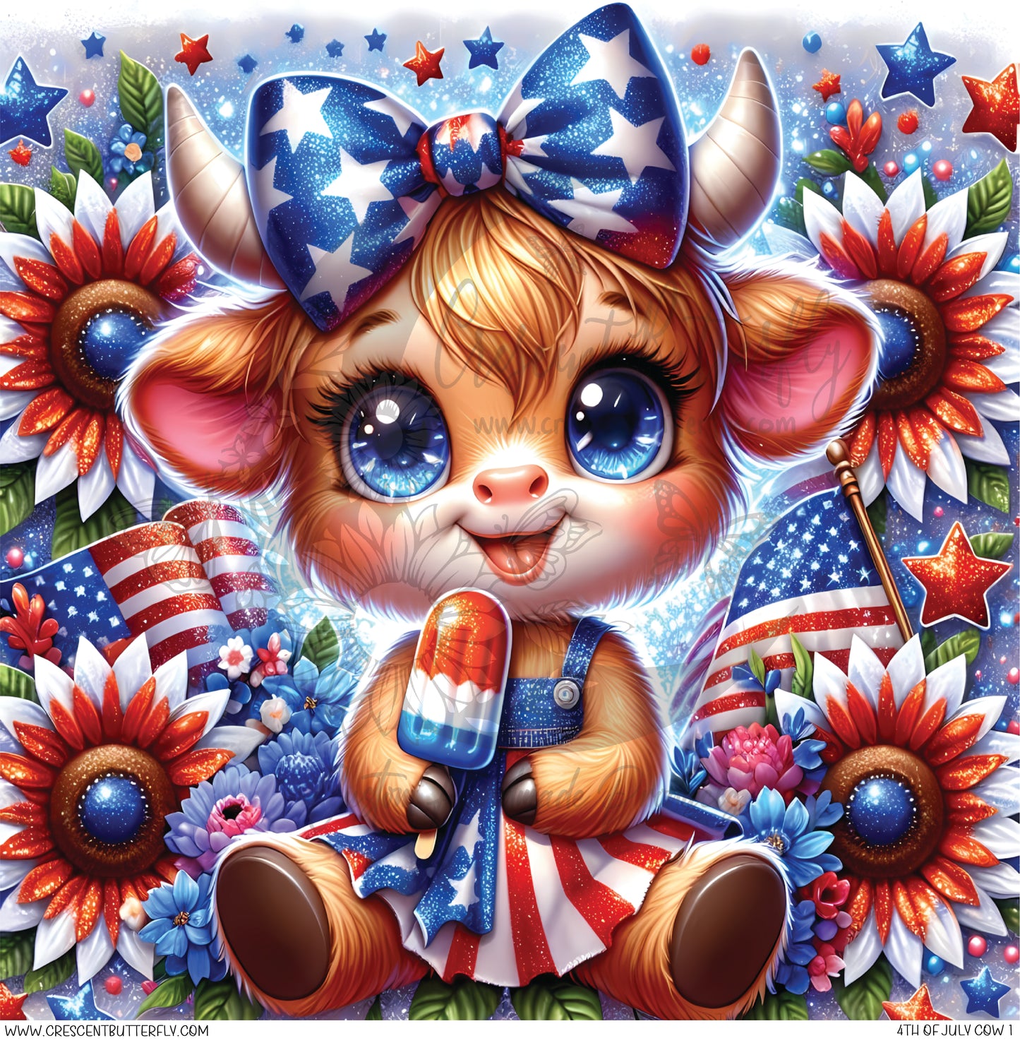 4th Of July Cow 1 Printed Vinyl Sheet/Wrap