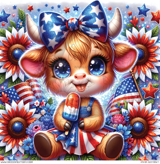 4th Of July Cow 1 Printed Vinyl Sheet/Wrap