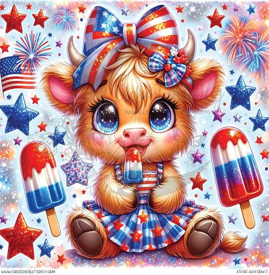 4th Of July Cow 2 Printed Vinyl Sheet/Wrap