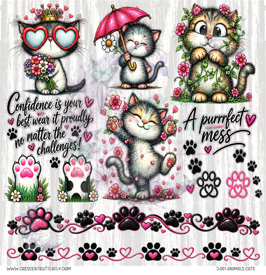 5-001-Animals Cats 10x10 UV DTF Sheet