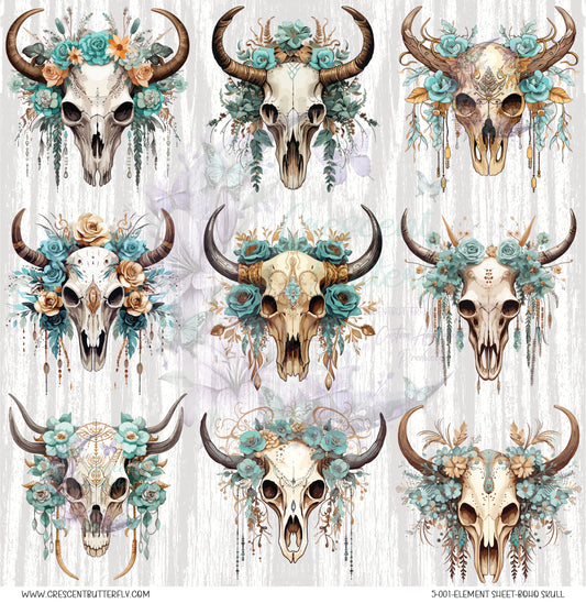 5-001-Element Sheet-Boho Skull UV DTF