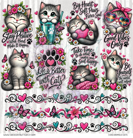 5-002-Animals Cats 10x10 UV DTF Sheet