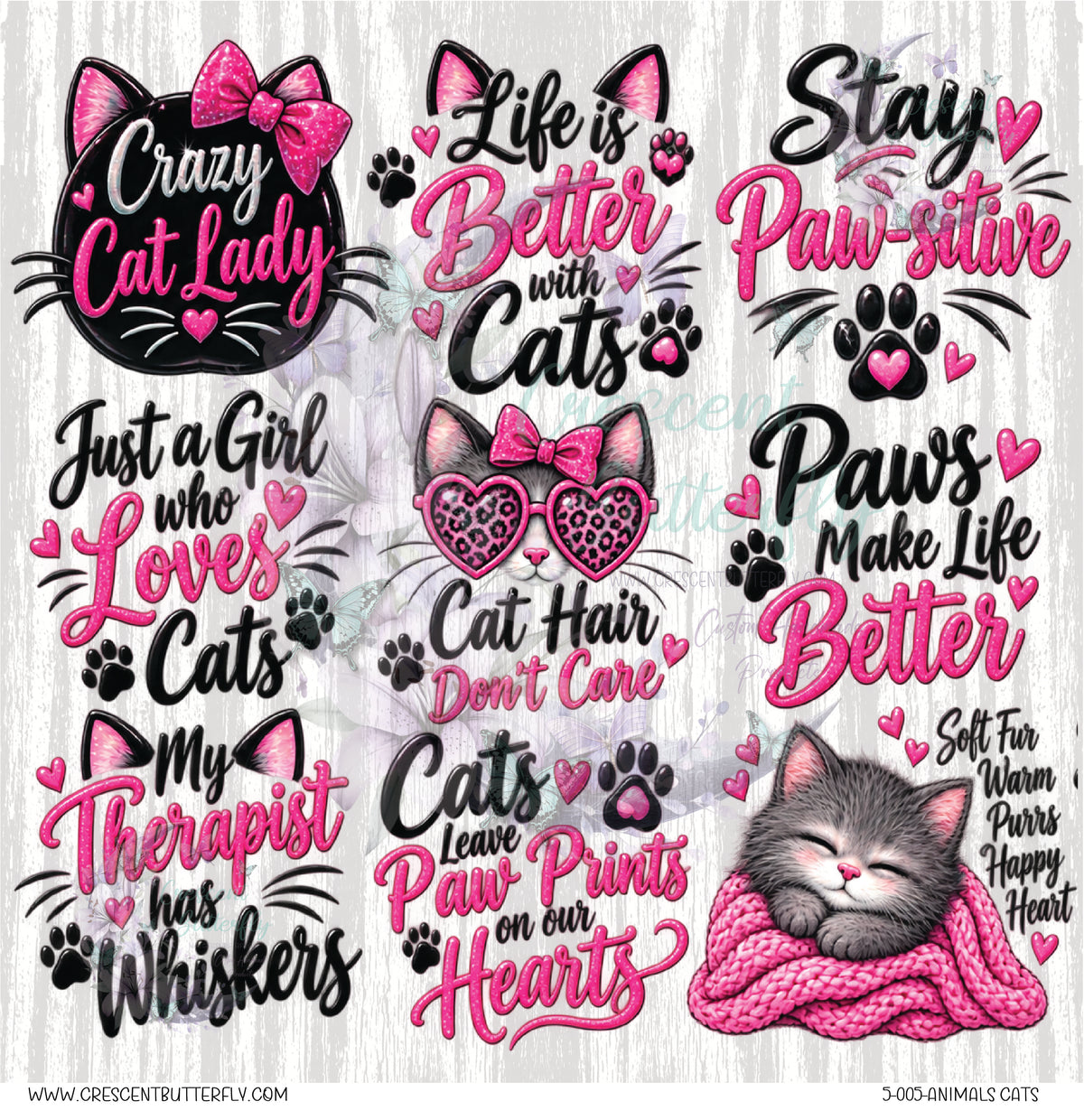 5-005-Animals Cats 10x10 UV DTF Sheet