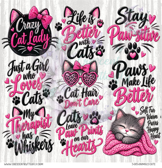 5-005-Animals Cats 10x10 UV DTF Sheet