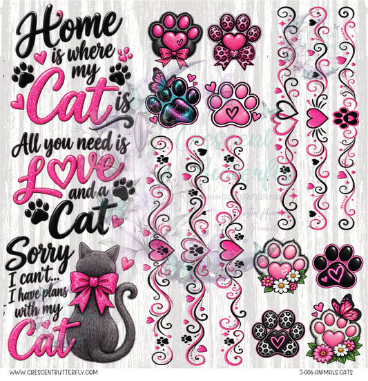 5-006-Animals Cats 10x10 UV DTF Sheet