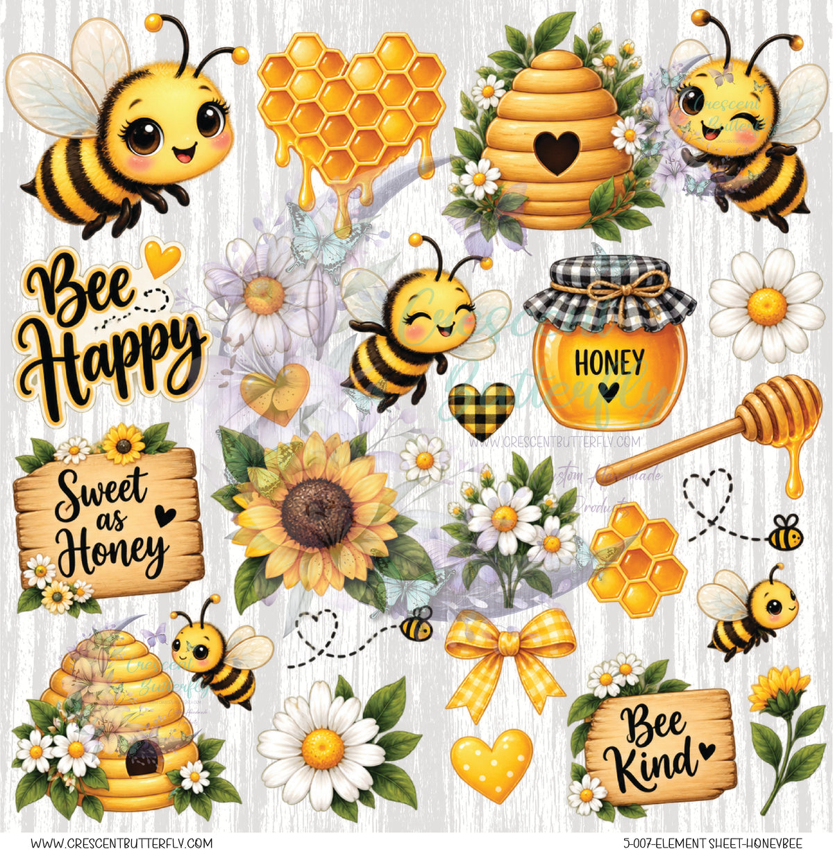 5-007-Element Sheet-Honeybee UV DTF