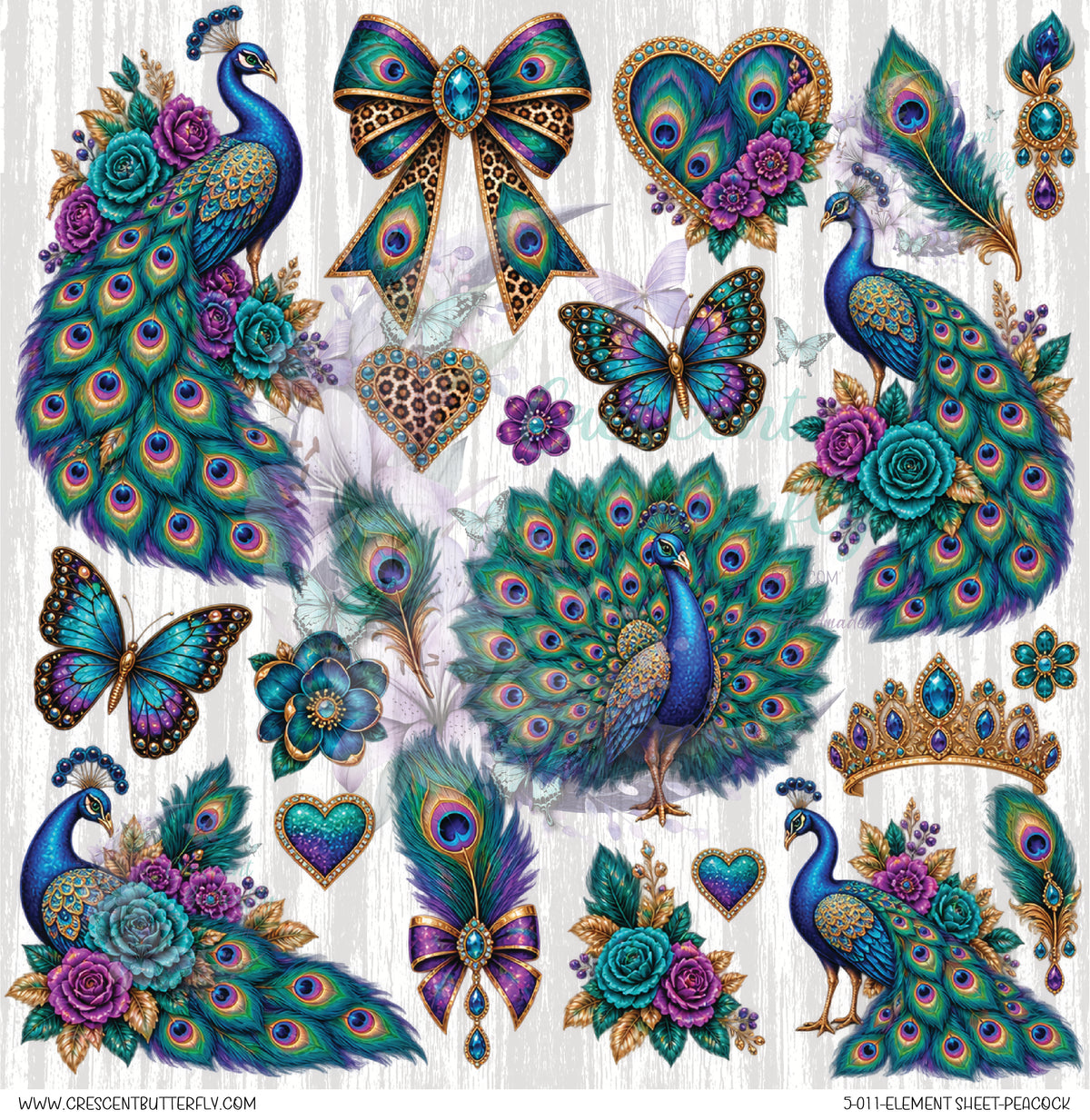 5-011-Element Sheet-Peacock UV DTF