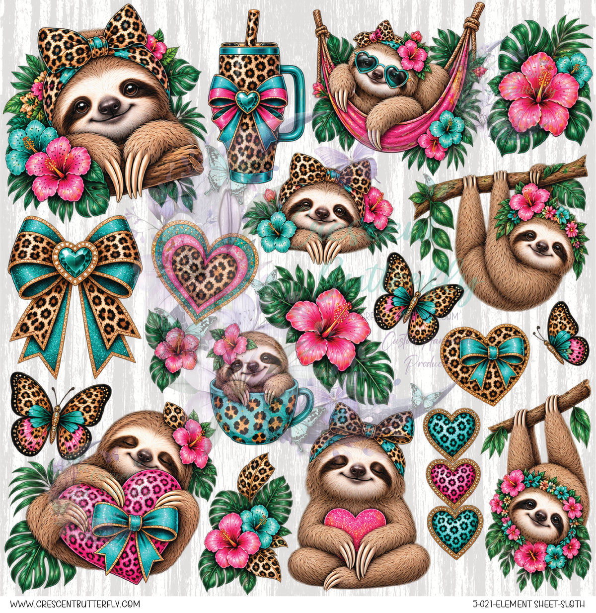 5-021-Element Sheet-Sloth UV DTF