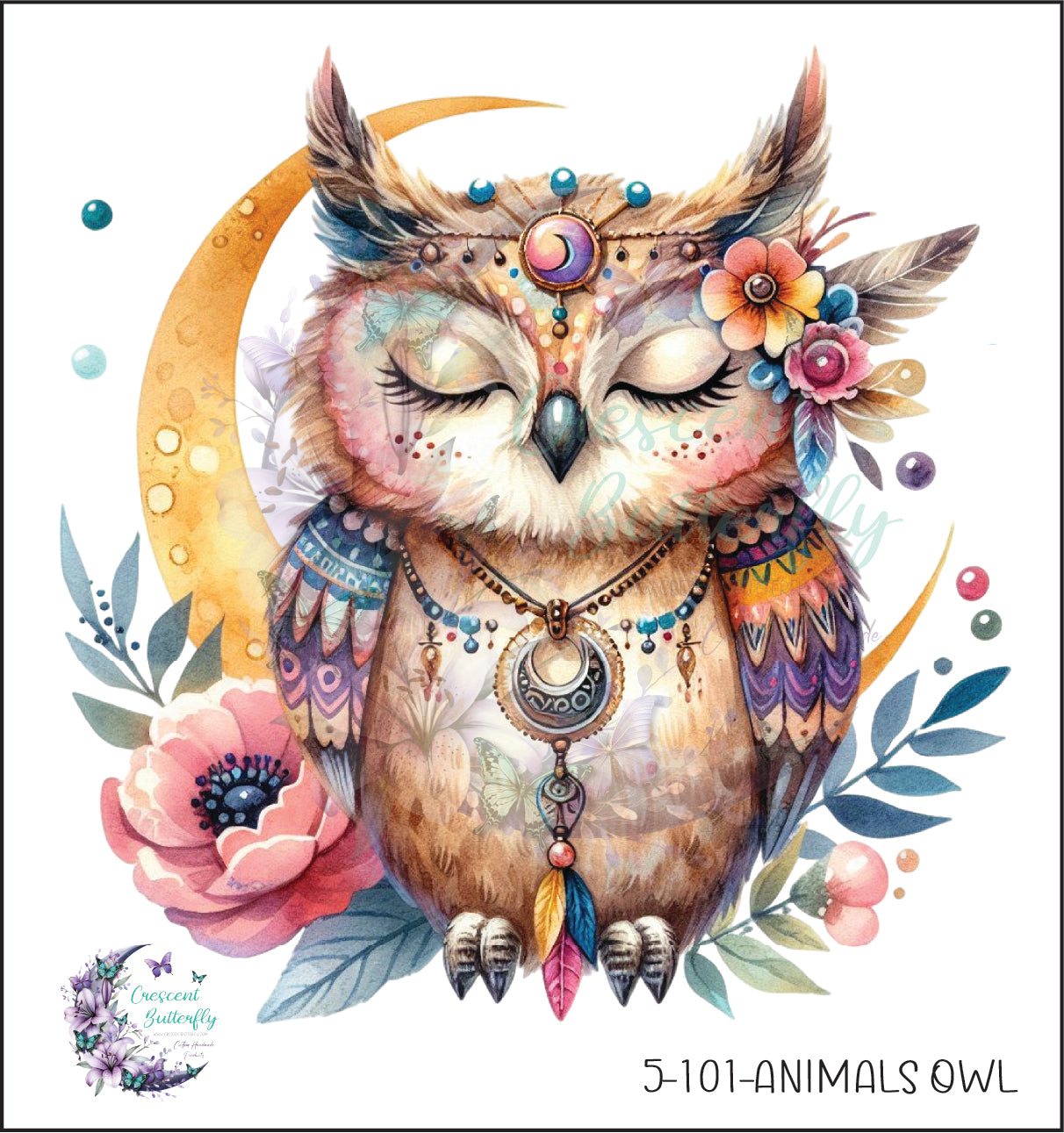 5-101-Animals Owl UV DTF Decal
