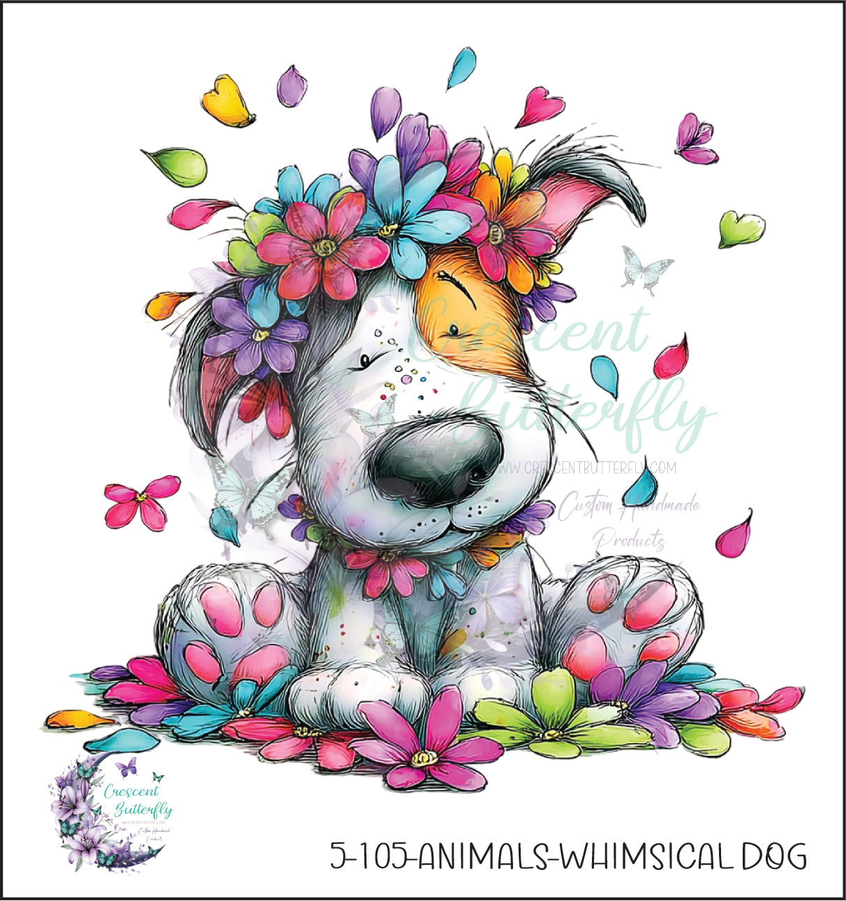 5-105-Animals-Whimsical Dog UV DTF Decal