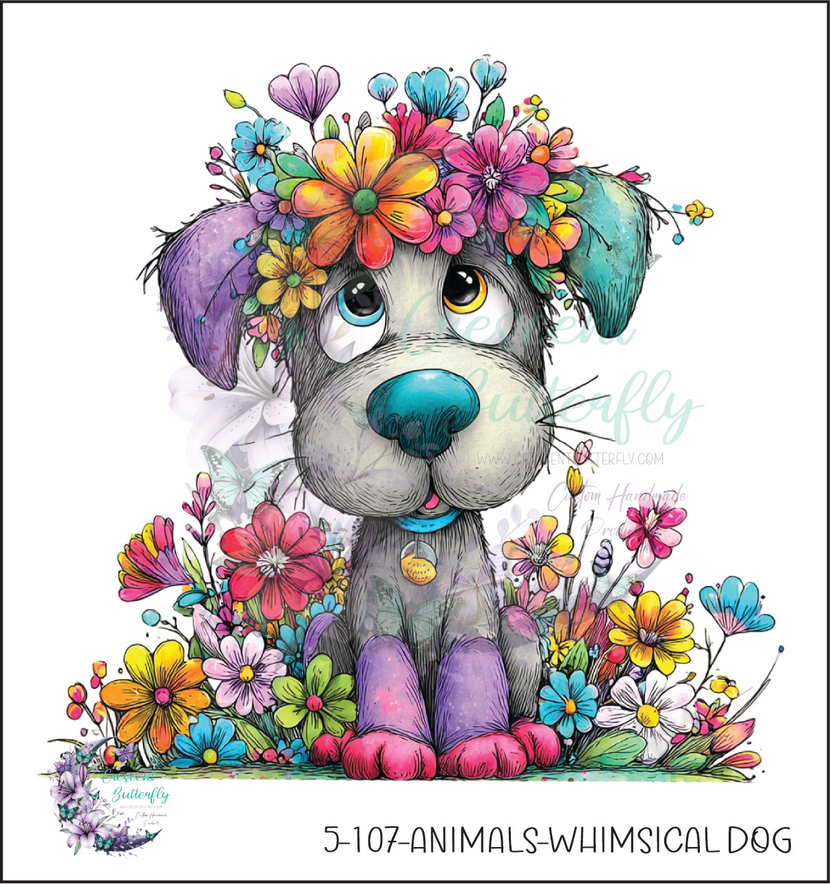 5-107-Animals-Whimsical Dog UV DTF Decal
