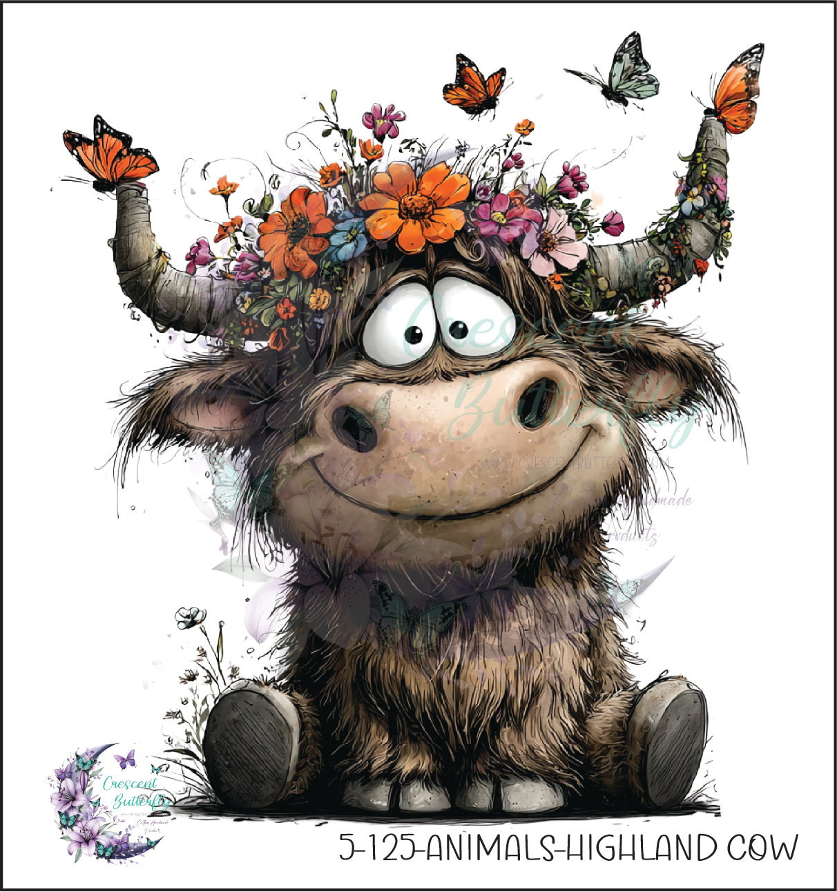 5-125-Animals-Highland Cow UV DTF Decal