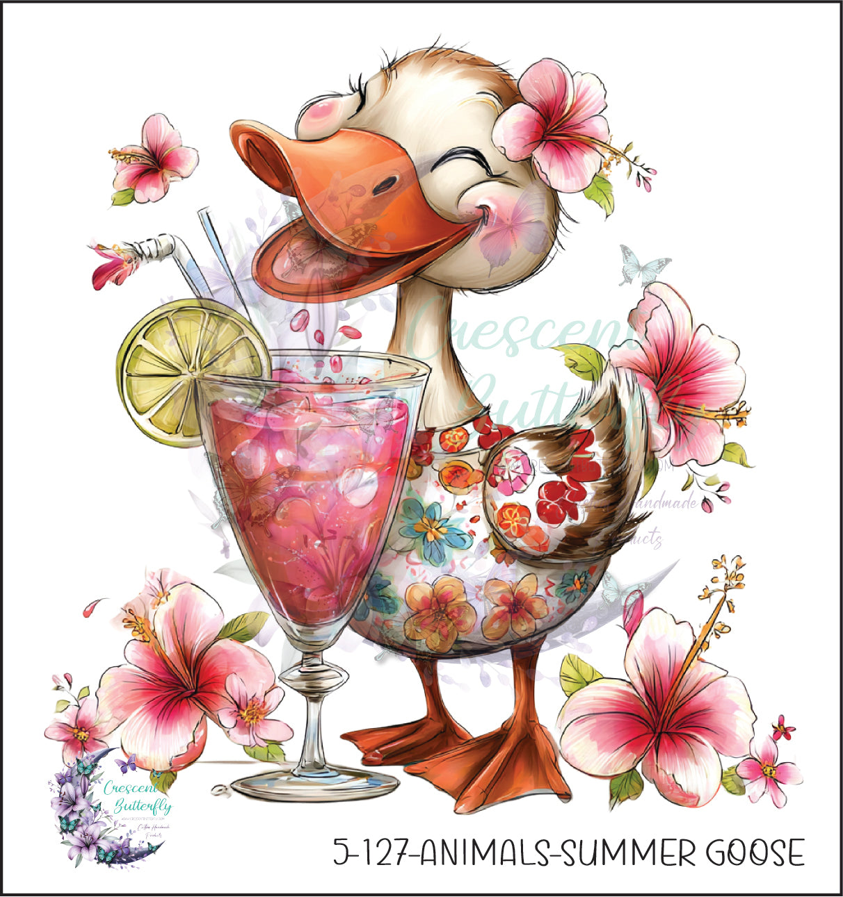 5-127-Animals-Summer Goose UV DTF Decal