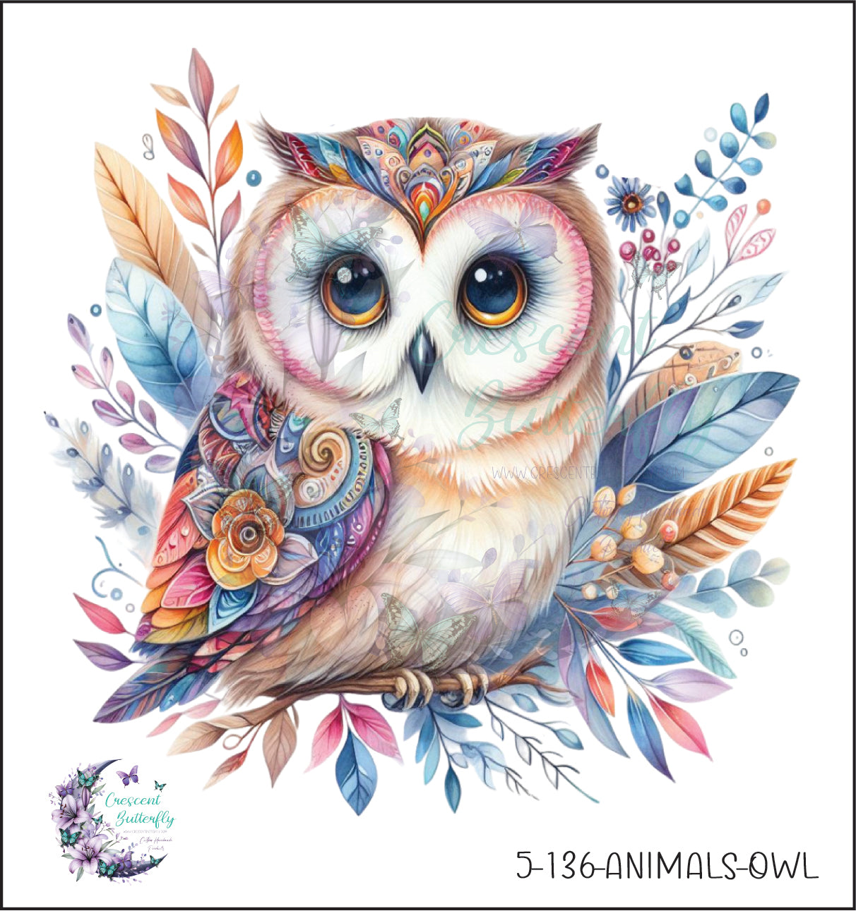 5-136-Animals-Owl UV DTF Decal