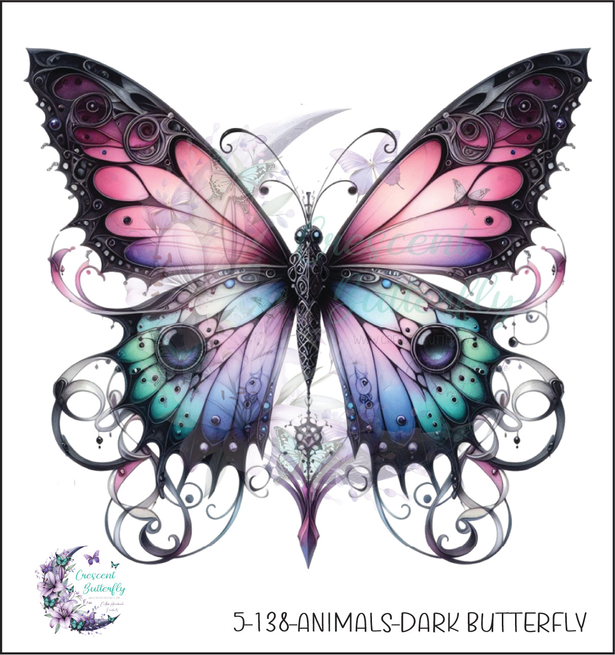 5-138-Animals-Dark Butterfly UV DTF Decal