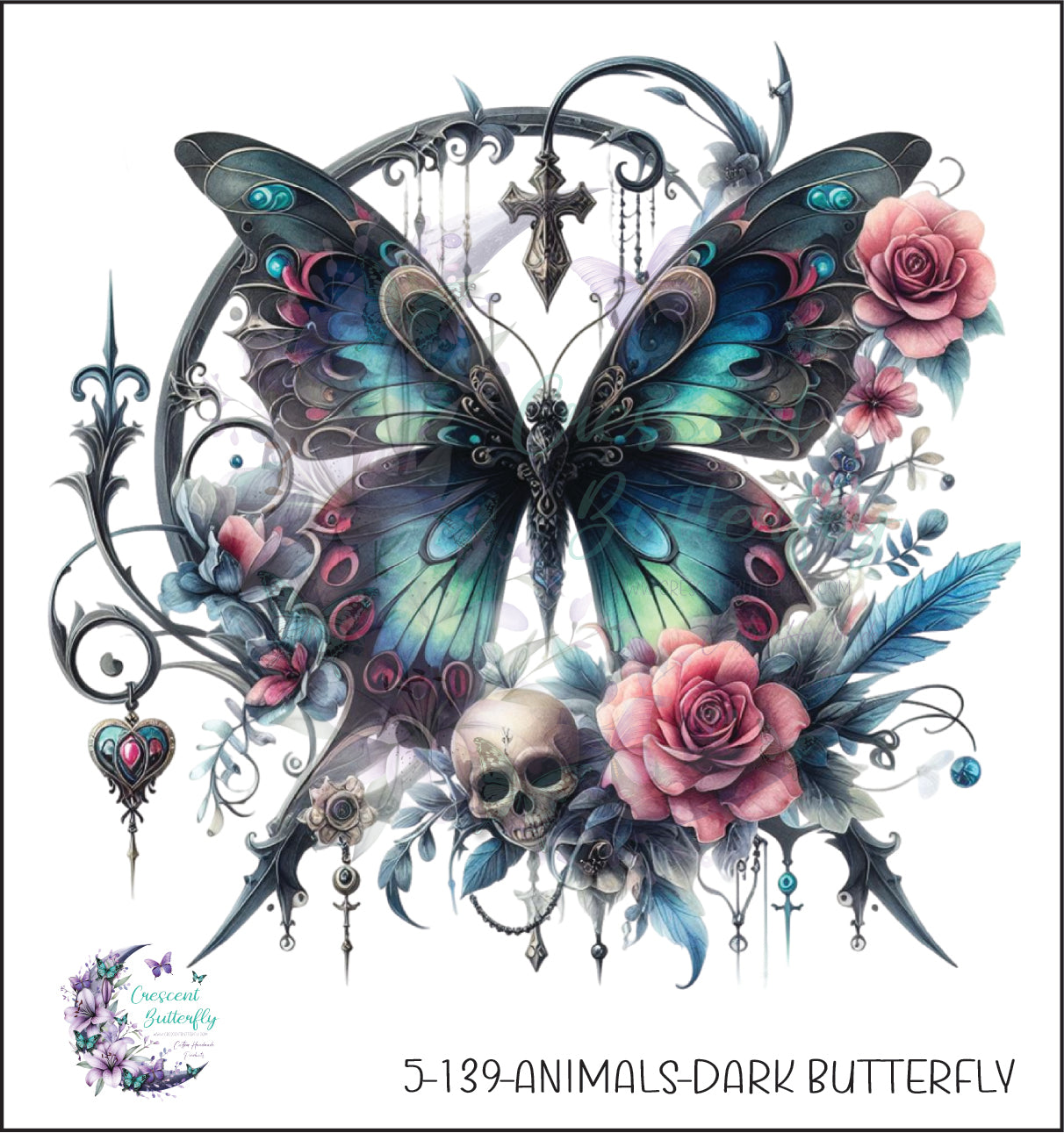 5-139-Animals-Dark Butterfly UV DTF Decal
