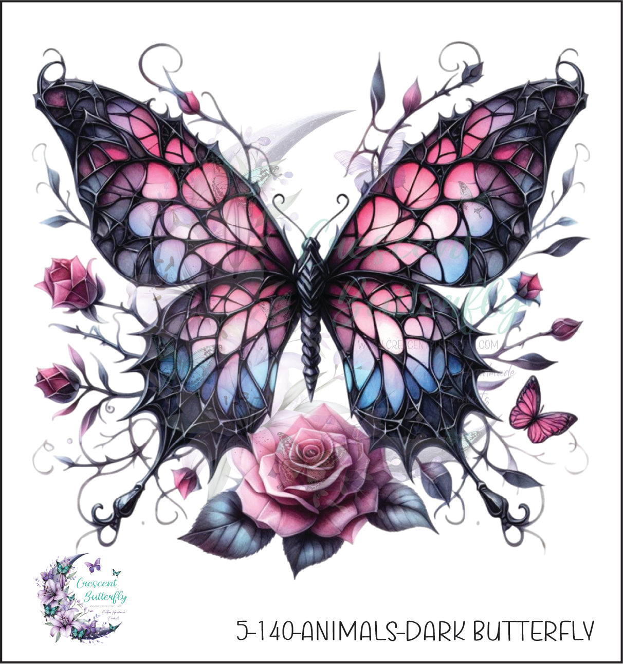 5-140-Animals-Dark Butterfly UV DTF Decal