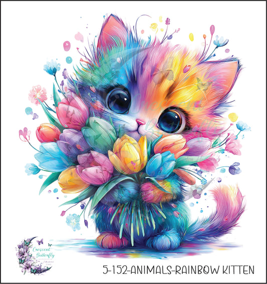 5-152-Animals-Rainbow Kitten UV DTF Decal