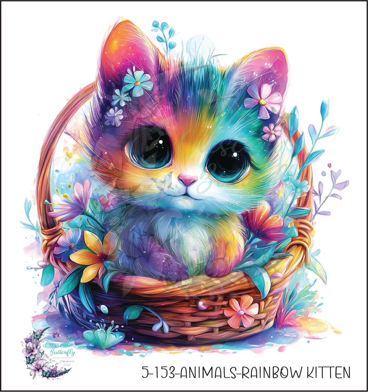 5-153-Animals-Rainbow Kitten UV DTF Decal