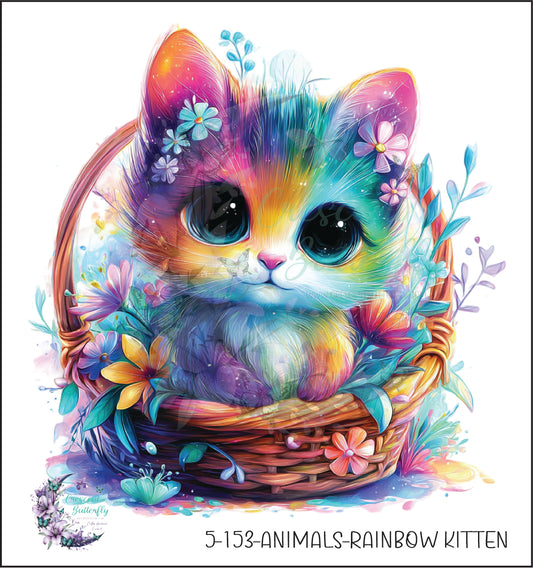 5-153-Animals-Rainbow Kitten UV DTF Decal