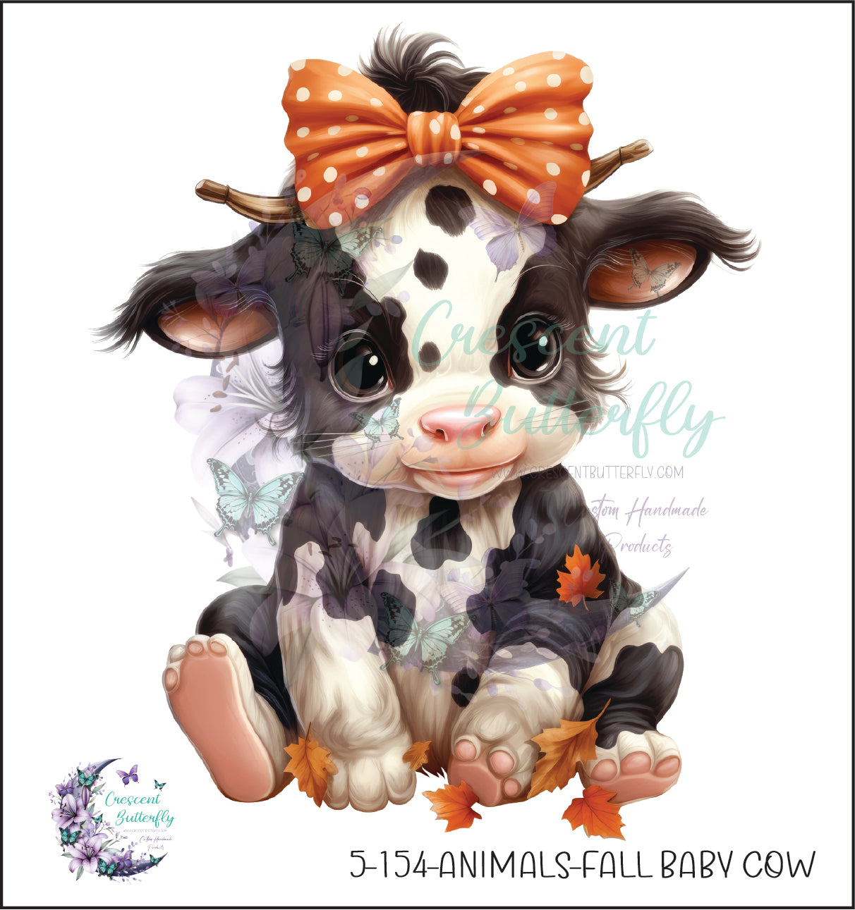 5-154-Animals-Fall Baby Cow UV DTF Decal