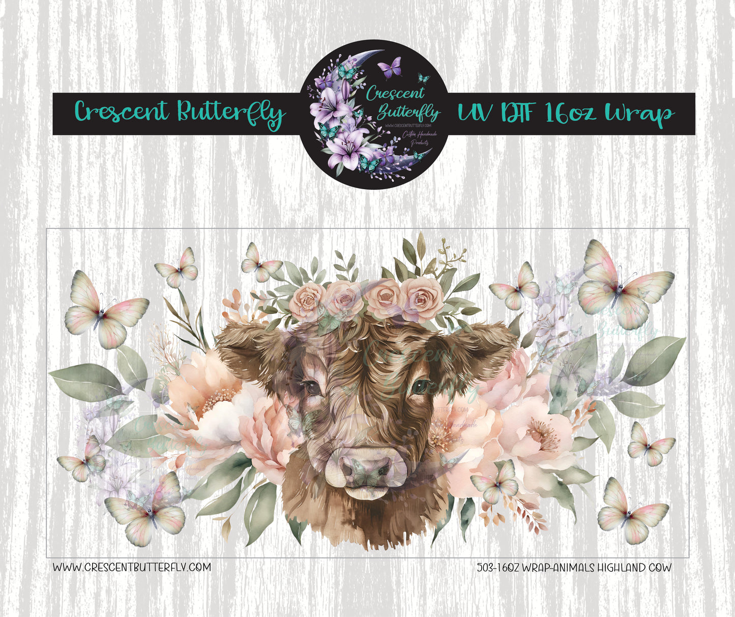 503-16oz Wrap-Animals Highland Cow UV DTF