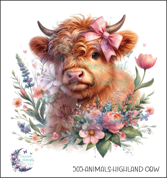 505-Animals-Highland Cow UV DTF Decal