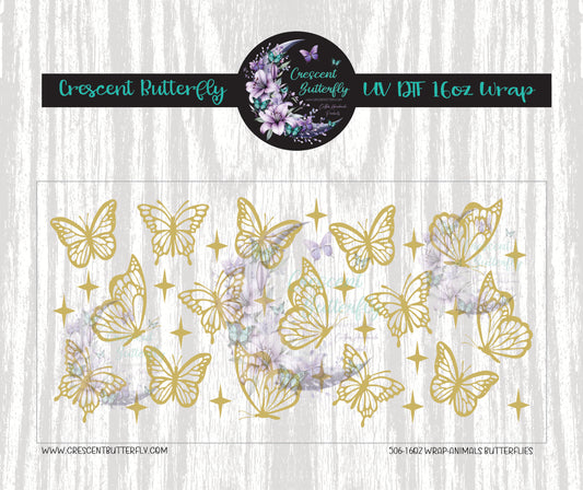 506-16oz Wrap-Animals Butterflies UV DTF