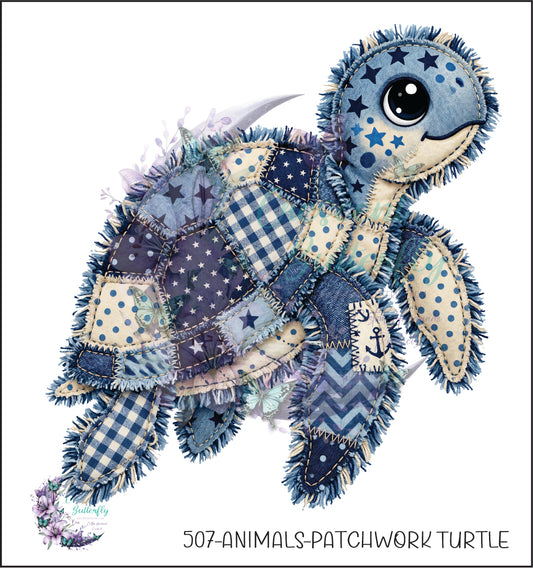 507-Animals-Patchwork Turtle UV DTF Decal