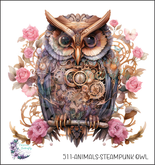 511-Animals-Steampunk Owl UV DTF Decal
