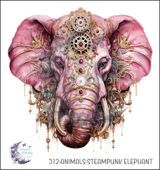 512-Animals-Steampunk Elephant UV DTF Decal
