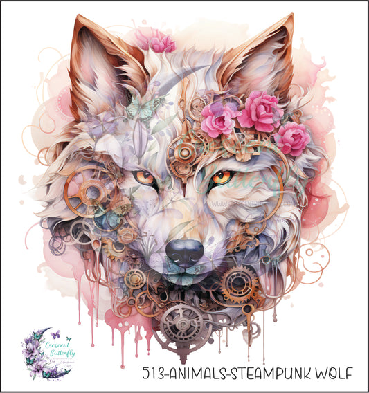 513-Animals-Steampunk Wolf UV DTF Decal